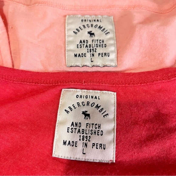 Set Of 2 Vintage Y2K Abercrombie & Fitch Spellout Tops Large L - Picture 8 of 8